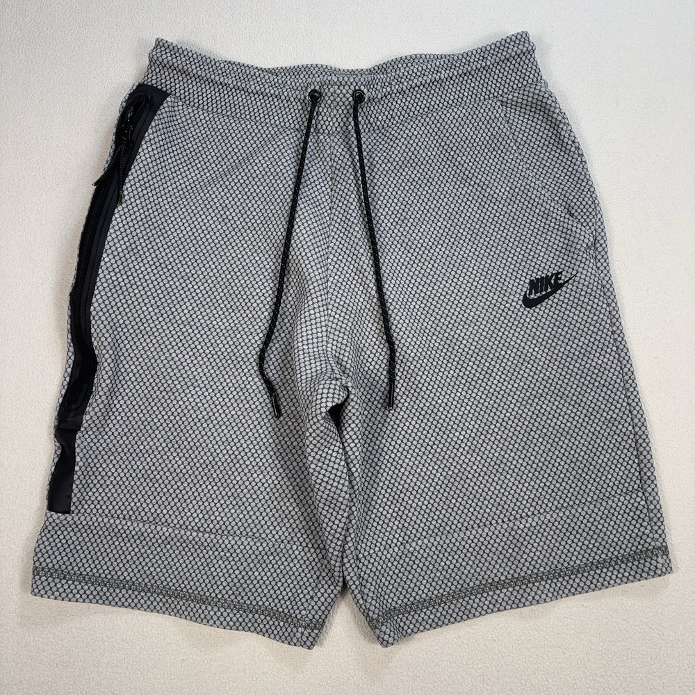 Nike Tech Fleece Shorts Men's S Gray Pattern Drawstring Zip Pocket 819598-010